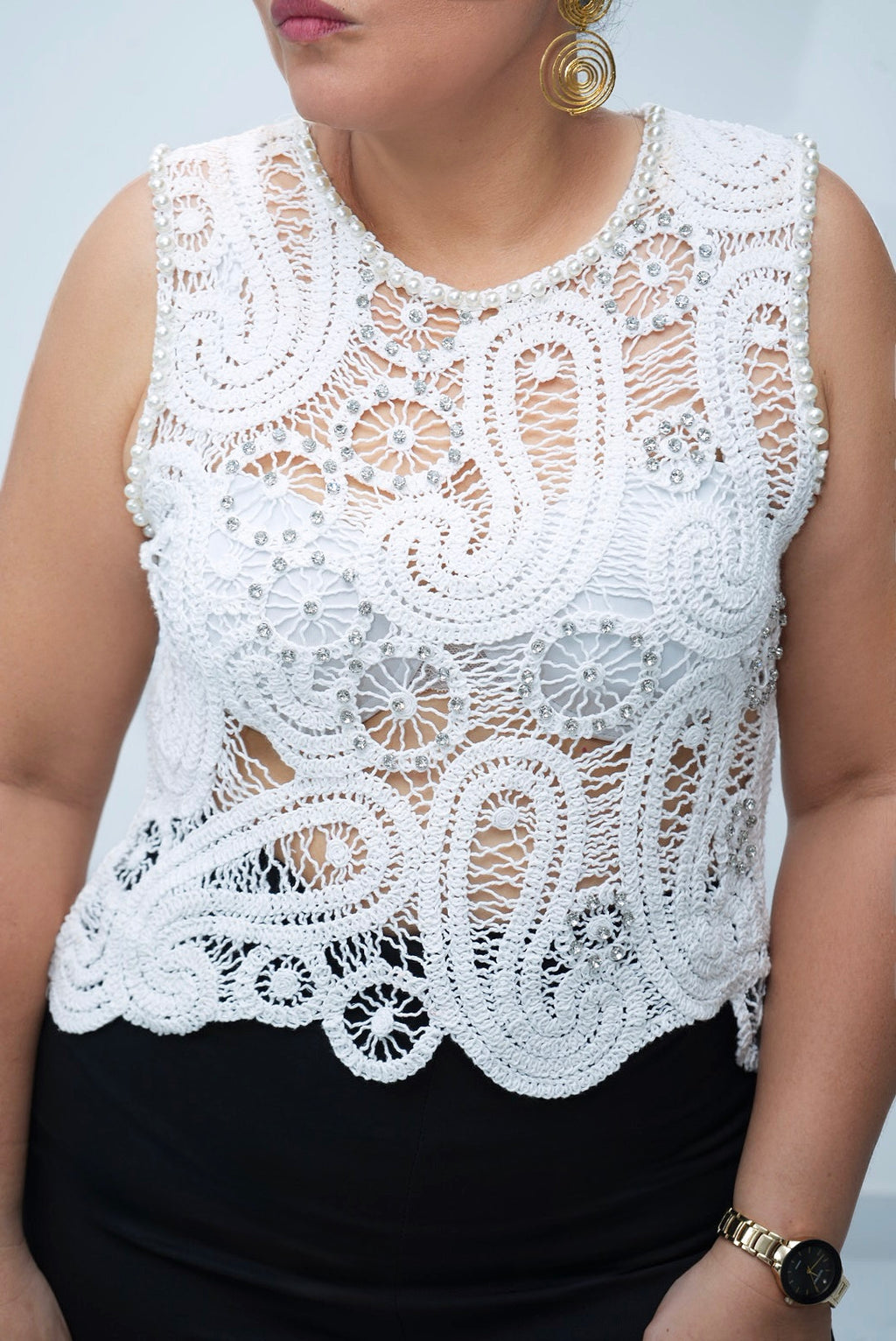 Blusa Encaje Liria Marfil