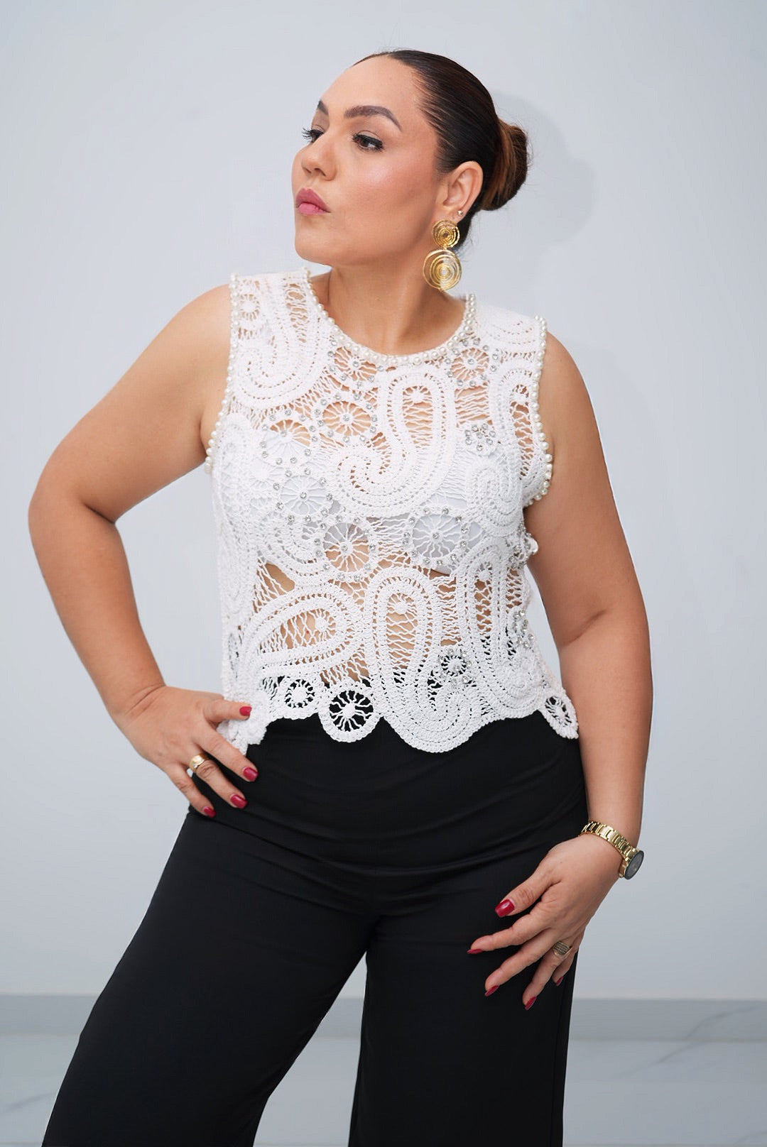 Blusa Encaje Liria Marfil